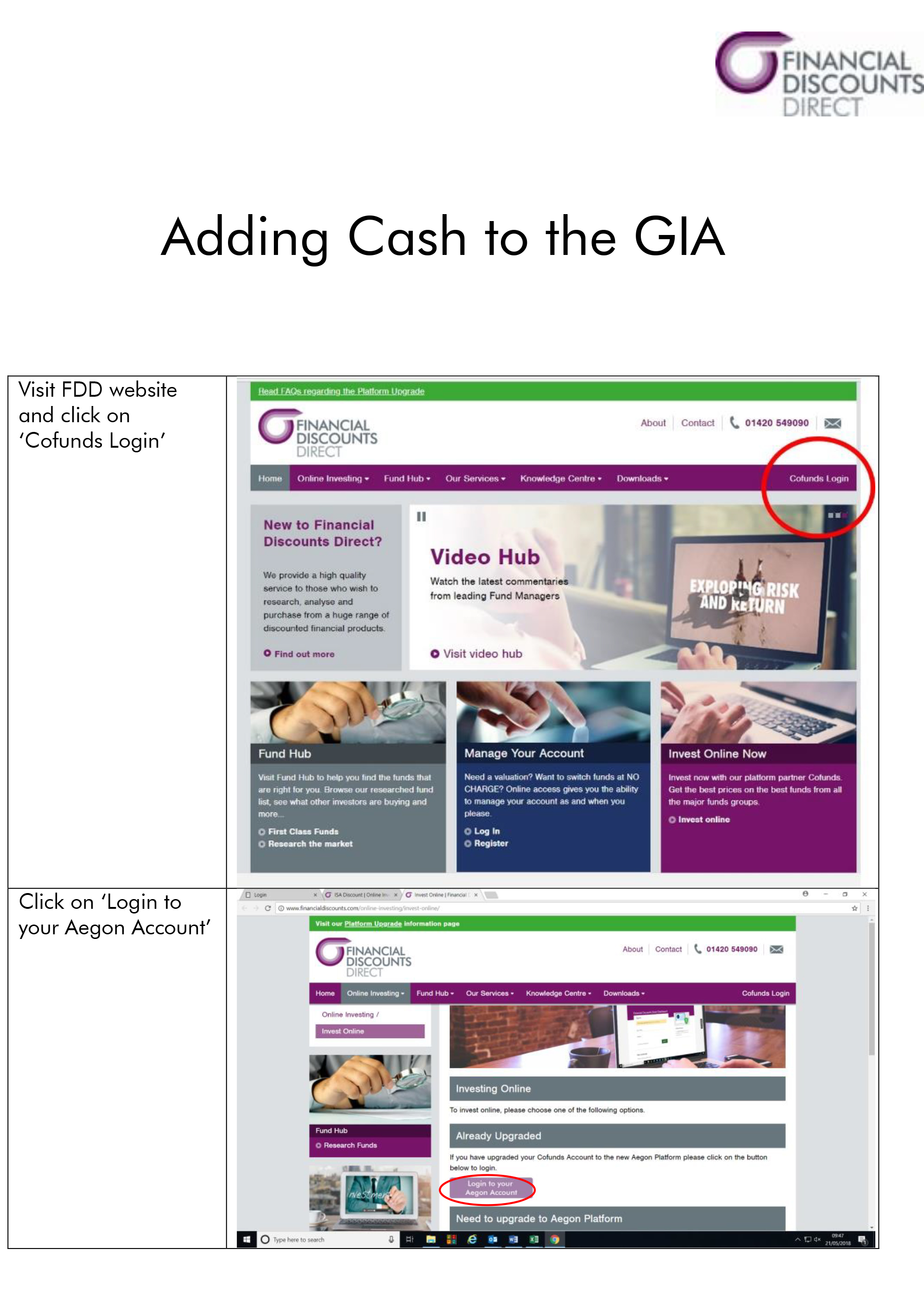 Adding Cash to your GIA